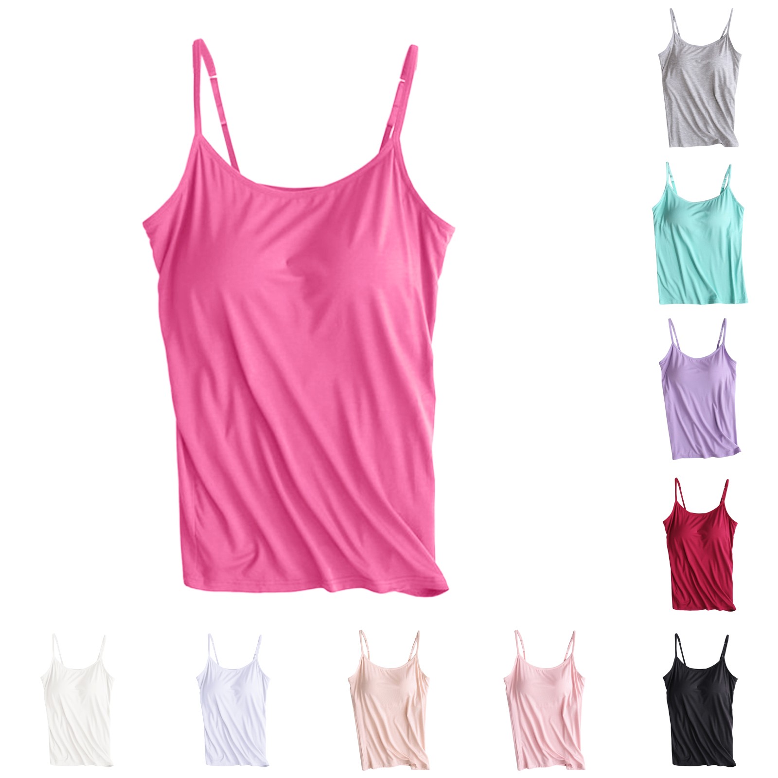 thumbnail image 4 of Camiseta sin mangas con tirantes y cojín en el pecho - Sin anillas de acero, diseño elástico acanalado para uso informal/deportivo - S-XXL, 4 of 4